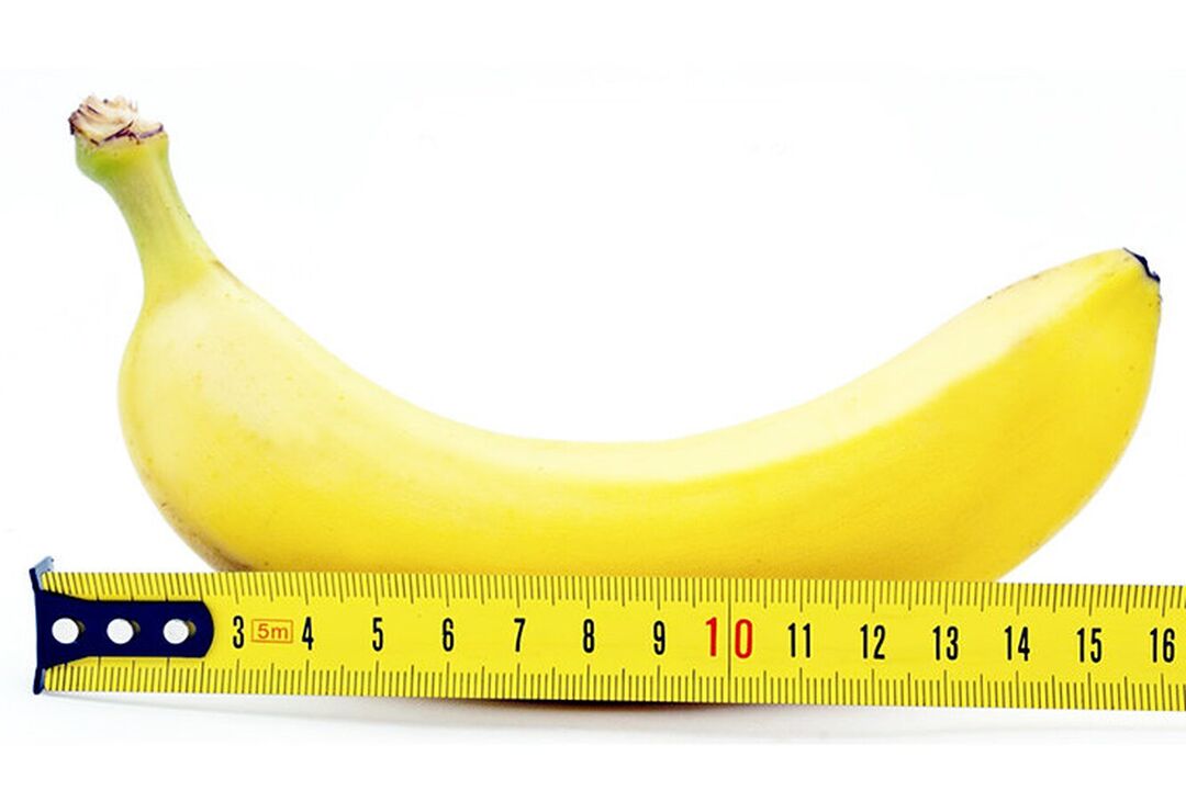 банан с линейкой символизирует измерение полового члена после операции
